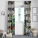 Magpies Football Merry Christmas Window Curtain Indigenous Australian Art