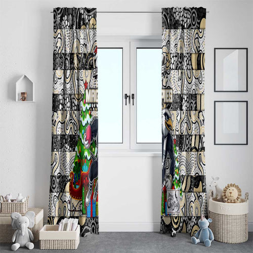 Magpies Football Merry Christmas Window Curtain Indigenous Australian Art