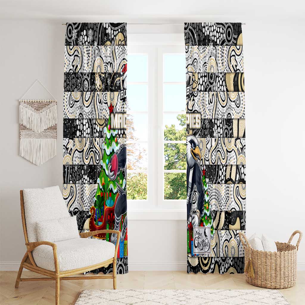 Magpies Football Merry Christmas Window Curtain Indigenous Australian Art