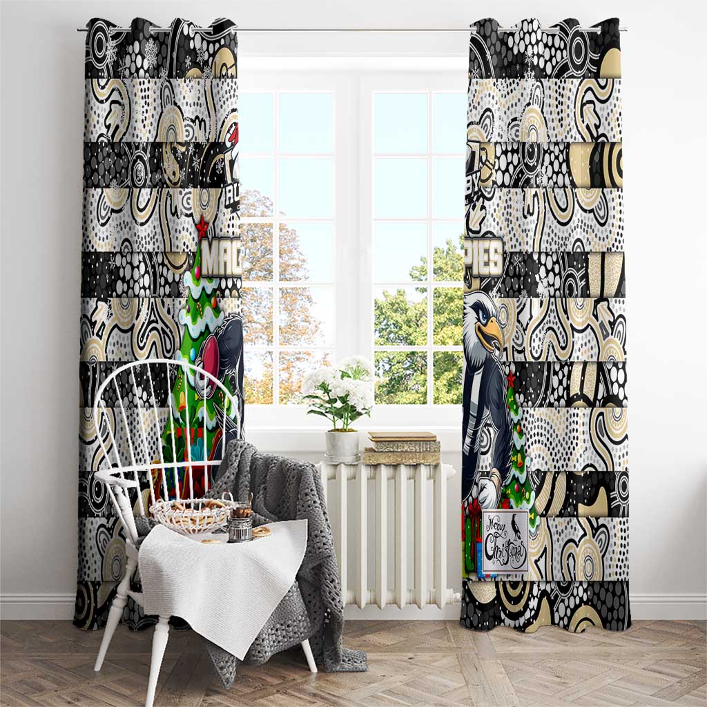 Magpies Football Merry Christmas Window Curtain Indigenous Australian Art