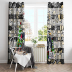 Magpies Football Merry Christmas Window Curtain Indigenous Australian Art