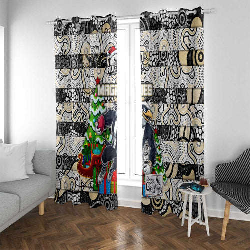 Magpies Football Merry Christmas Window Curtain Indigenous Australian Art