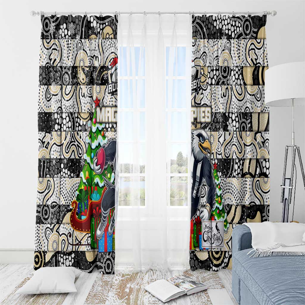 Magpies Football Merry Christmas Window Curtain Indigenous Australian Art