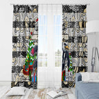 Magpies Football Merry Christmas Window Curtain Indigenous Australian Art