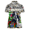 Custom Magpies Rugby Merry Christmas Women Polo Shirt Indigenous Australian Art