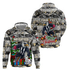Custom Magpies Rugby Merry Christmas Zip Hoodie Indigenous Australian Art