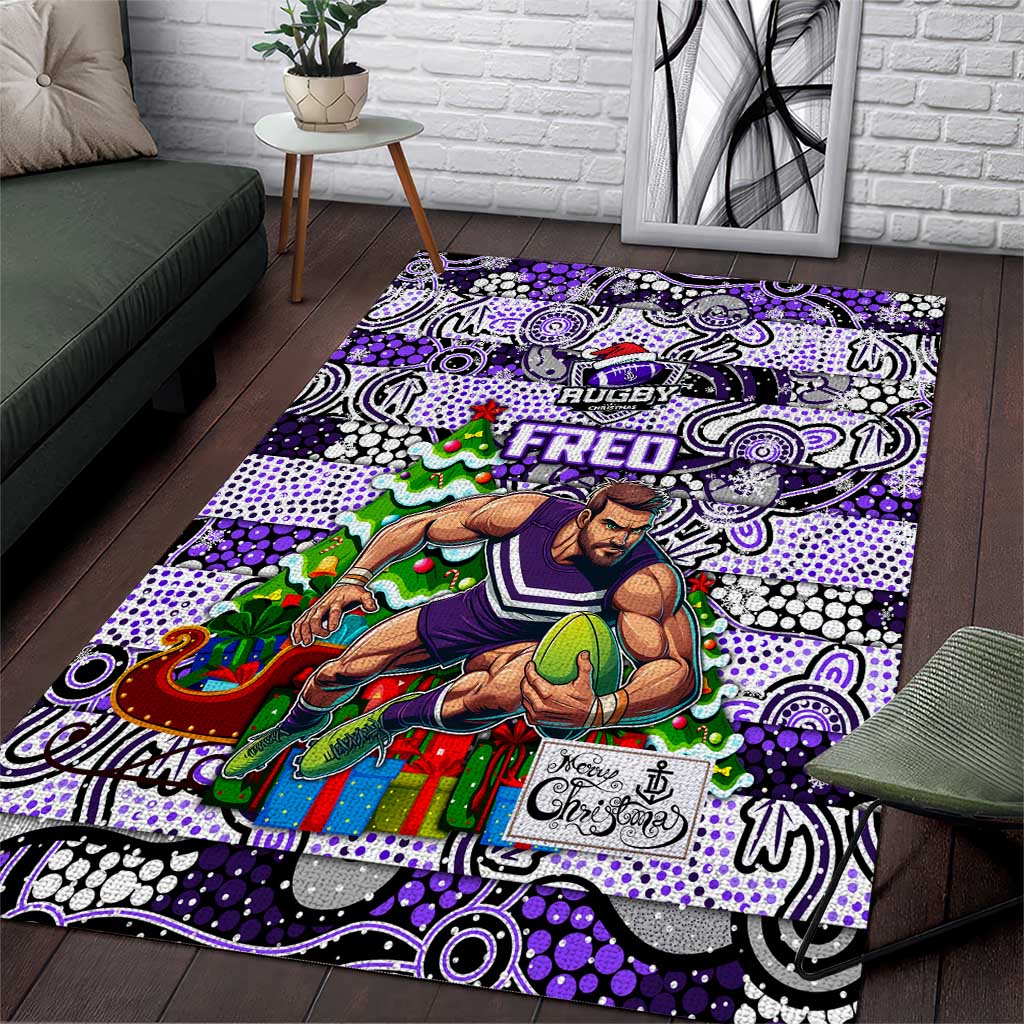Freo Football Merry Christmas Area Rug Indigenous Australian Art