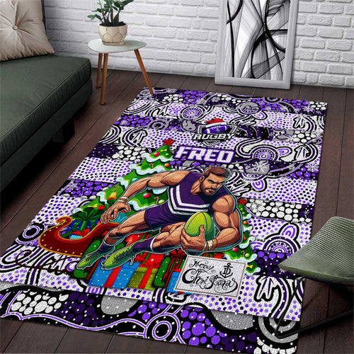 Freo Football Merry Christmas Area Rug Indigenous Australian Art