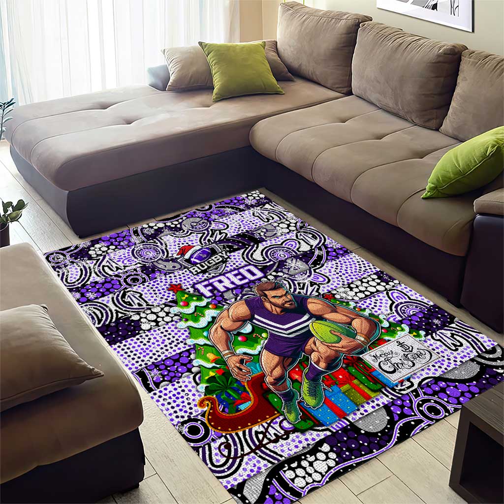 Freo Football Merry Christmas Area Rug Indigenous Australian Art