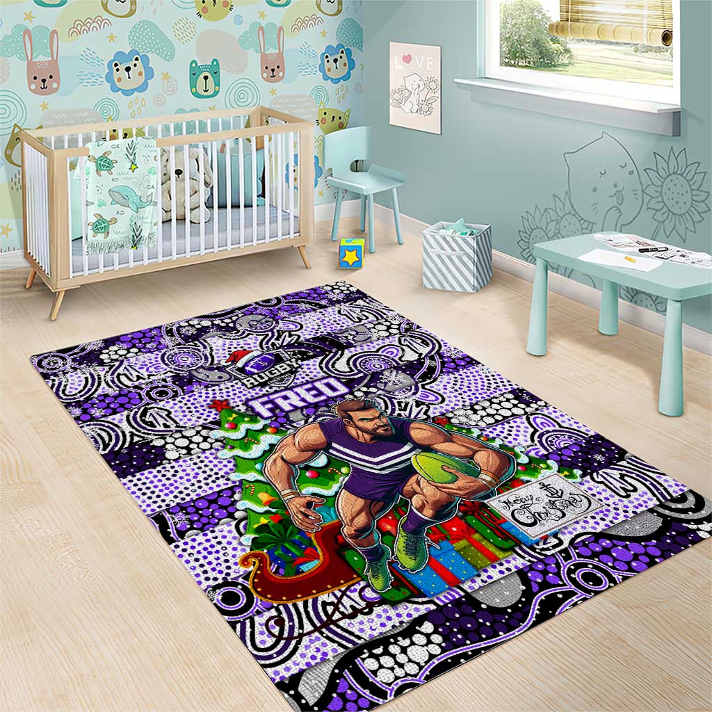 Freo Football Merry Christmas Area Rug Indigenous Australian Art