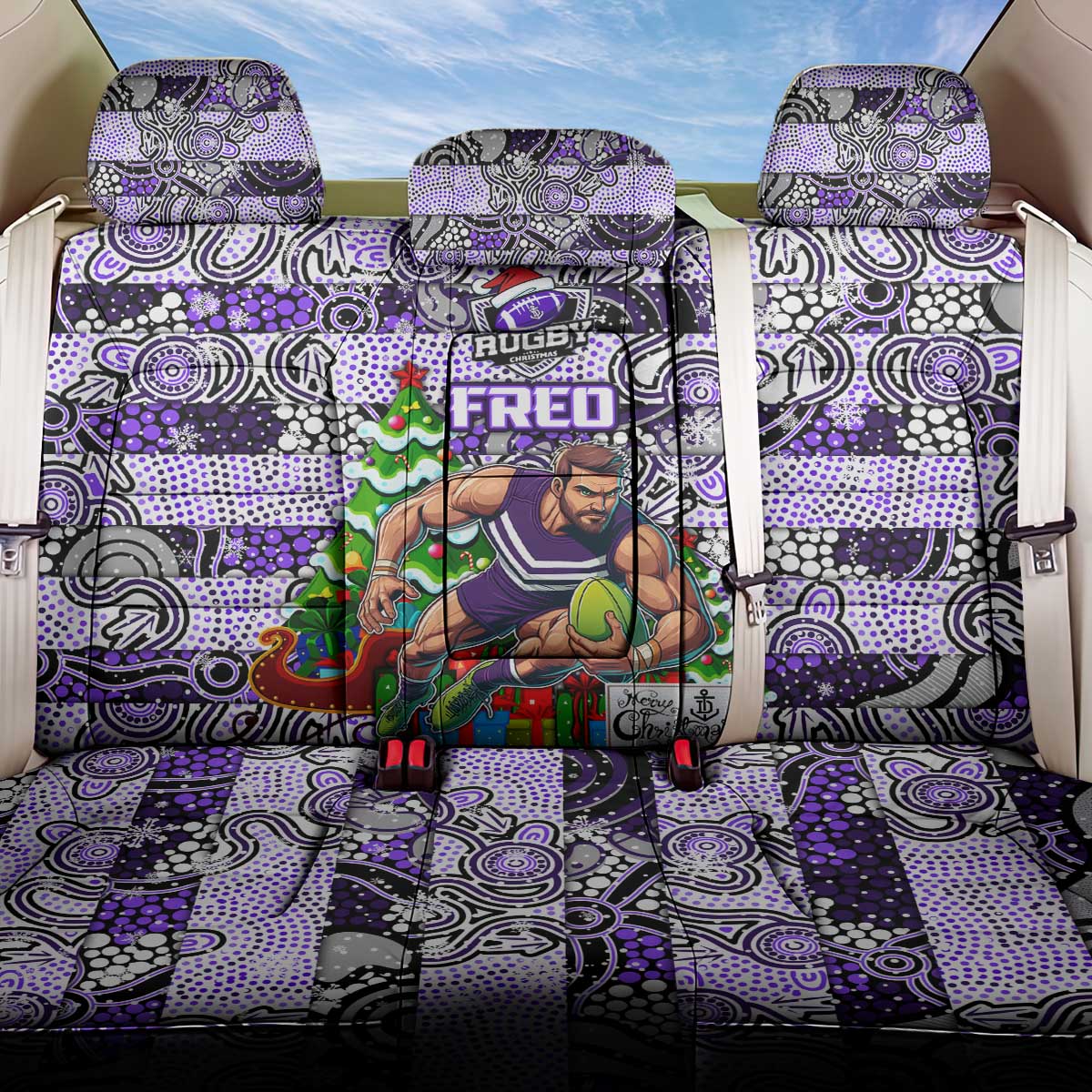 Freo Football Merry Christmas Back Car Seat Cover Indigenous Australian Art