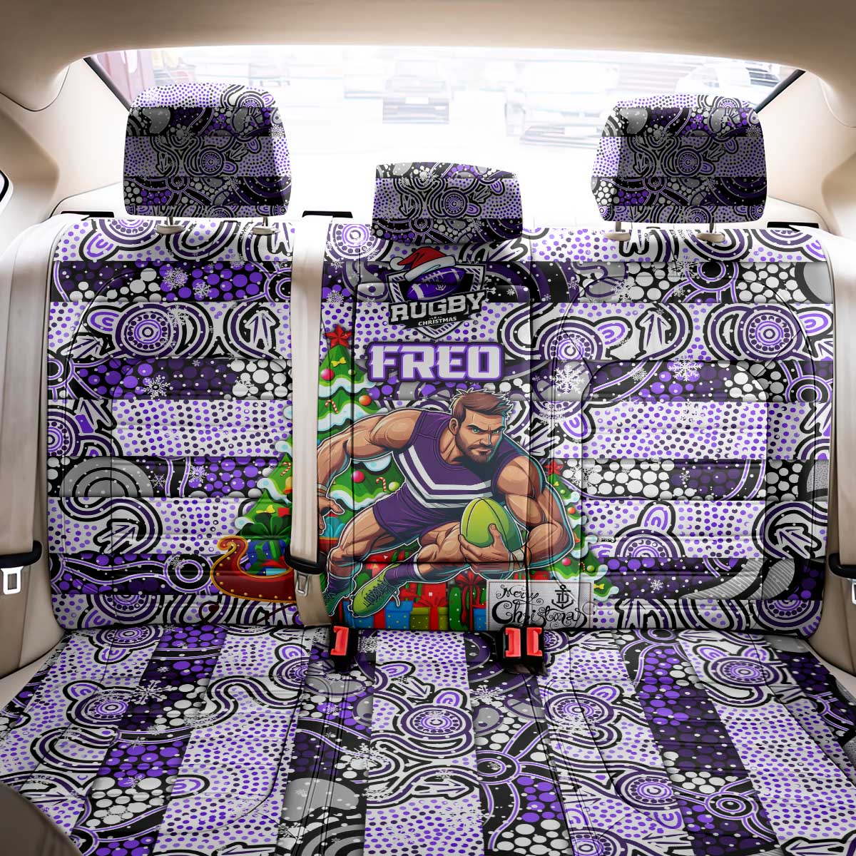 Freo Football Merry Christmas Back Car Seat Cover Indigenous Australian Art