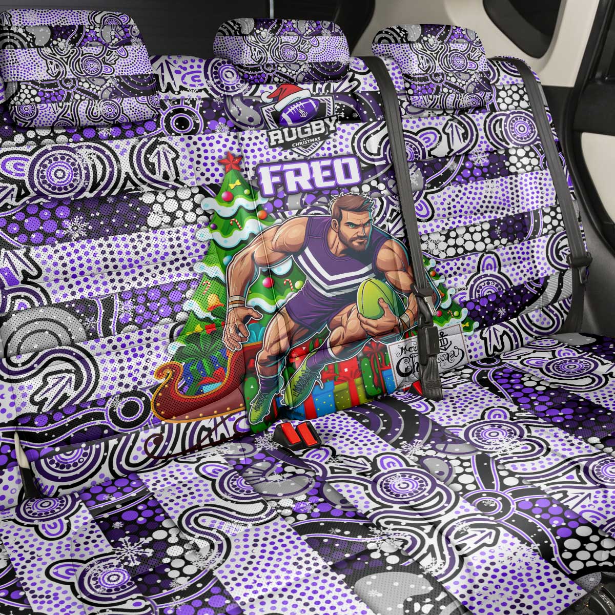 Freo Football Merry Christmas Back Car Seat Cover Indigenous Australian Art