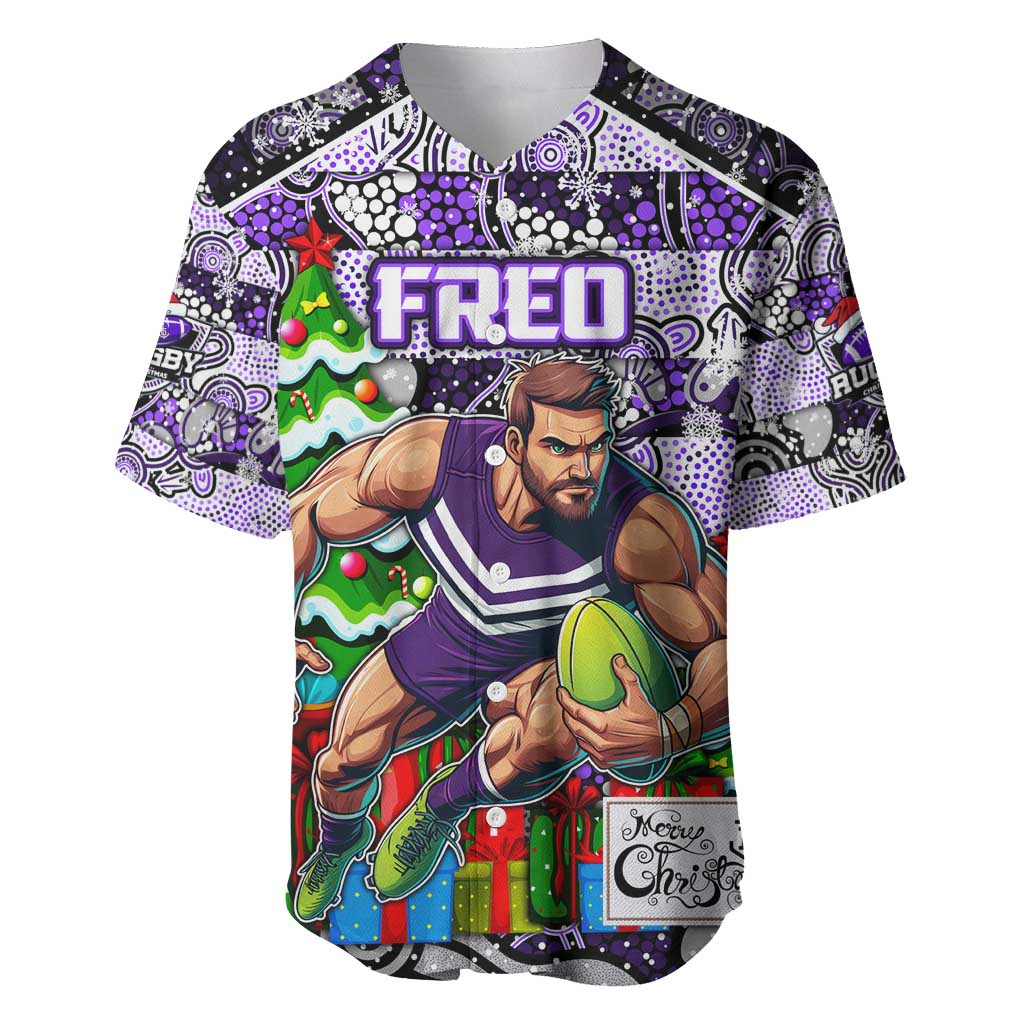 Custom Freo Rugby Merry Christmas Baseball Jersey Indigenous Australian Art