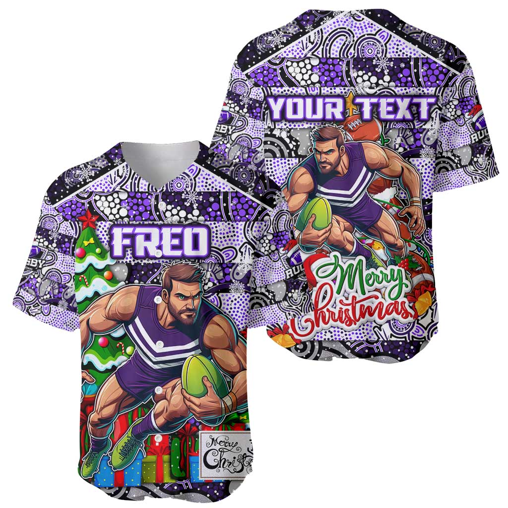 Custom Freo Rugby Merry Christmas Baseball Jersey Indigenous Australian Art