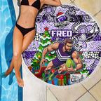 Freo Football Merry Christmas Beach Blanket Indigenous Australian Art