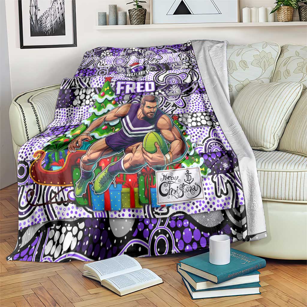 Freo Football Merry Christmas Blanket Indigenous Australian Art