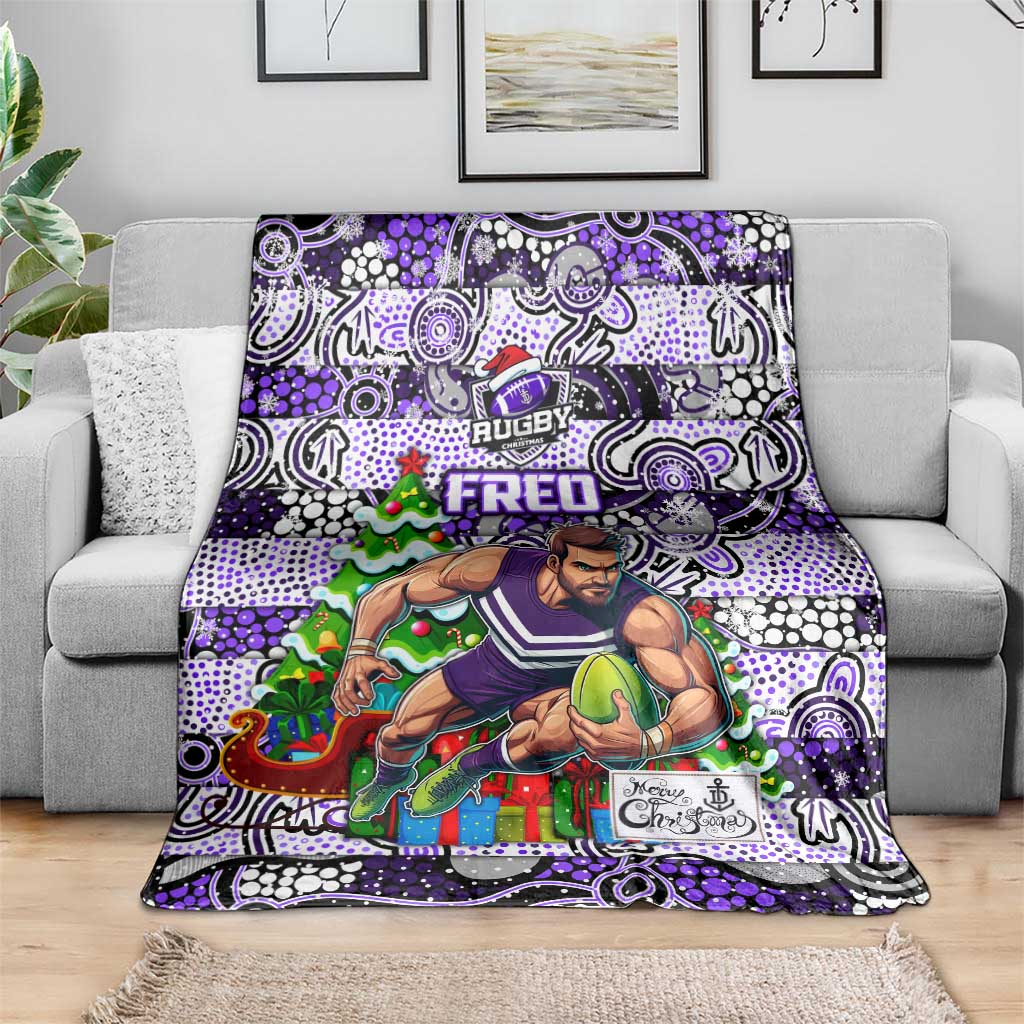 Freo Football Merry Christmas Blanket Indigenous Australian Art