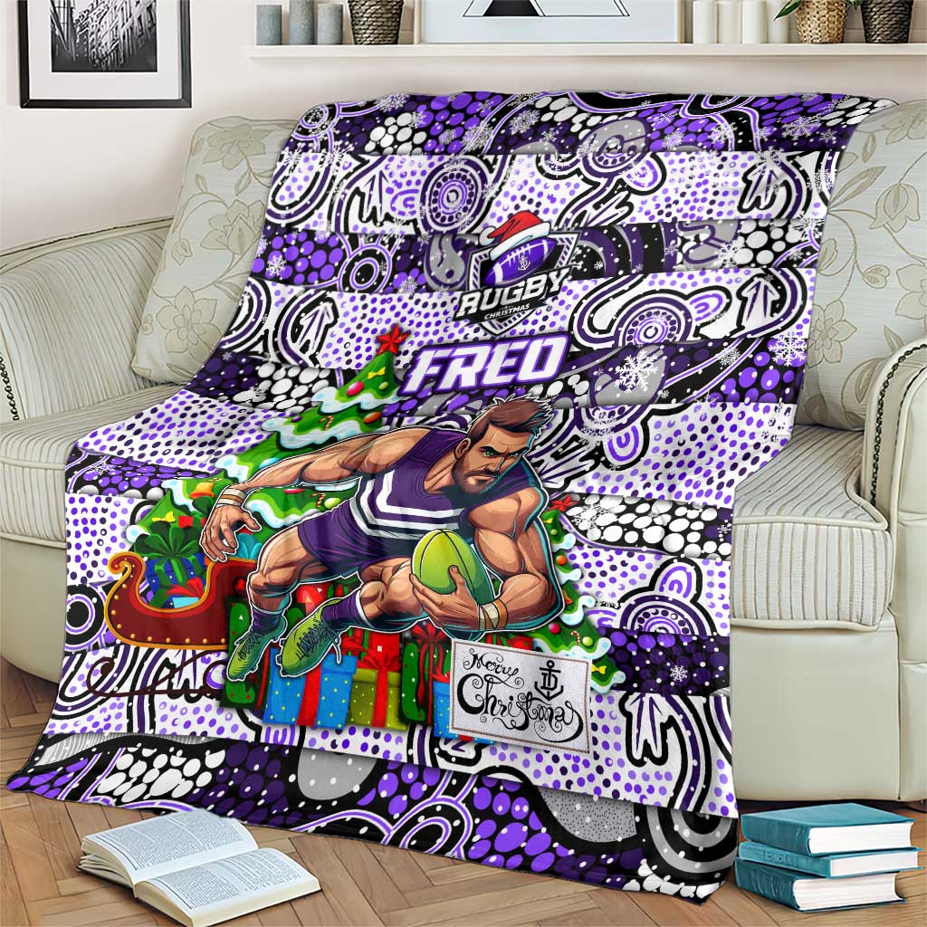 Freo Football Merry Christmas Blanket Indigenous Australian Art