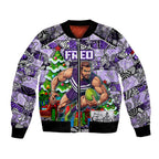 Custom Freo Rugby Merry Christmas Bomber Jacket Indigenous Australian Art