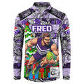 Custom Freo Rugby Merry Christmas Button Sweatshirt Indigenous Australian Art
