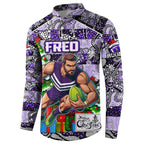 Custom Freo Rugby Merry Christmas Button Sweatshirt Indigenous Australian Art