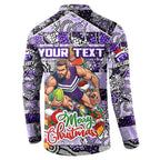 Custom Freo Rugby Merry Christmas Button Sweatshirt Indigenous Australian Art