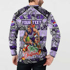 Custom Freo Rugby Merry Christmas Button Sweatshirt Indigenous Australian Art