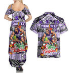 Custom Freo Rugby Merry Christmas Couples Matching Summer Maxi Dress and Hawaiian Shirt Indigenous Australian Art