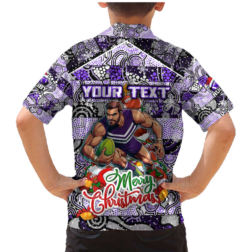 Custom Freo Rugby Merry Christmas Family Matching Mermaid Dress and Hawaiian Shirt Indigenous Australian Art