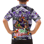 Custom Freo Rugby Merry Christmas Family Matching Off The Shoulder Long Sleeve Dress and Hawaiian Shirt Indigenous Australian Art