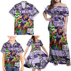 Custom Freo Rugby Merry Christmas Family Matching Off Shoulder Maxi Dress and Hawaiian Shirt Indigenous Australian Art