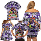 Custom Freo Rugby Merry Christmas Family Matching Off Shoulder Short Dress and Hawaiian Shirt Indigenous Australian Art
