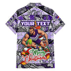 Custom Freo Rugby Merry Christmas Hawaiian Shirt Indigenous Australian Art