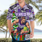 Custom Freo Rugby Merry Christmas Hawaiian Shirt Indigenous Australian Art