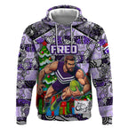 Custom Freo Rugby Merry Christmas Hoodie Indigenous Australian Art