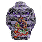 Custom Freo Rugby Merry Christmas Hoodie Indigenous Australian Art