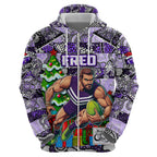 Custom Freo Rugby Merry Christmas Hoodie Indigenous Australian Art