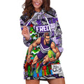 Custom Freo Rugby Merry Christmas Hoodie Dress Indigenous Australian Art
