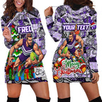 Custom Freo Rugby Merry Christmas Hoodie Dress Indigenous Australian Art