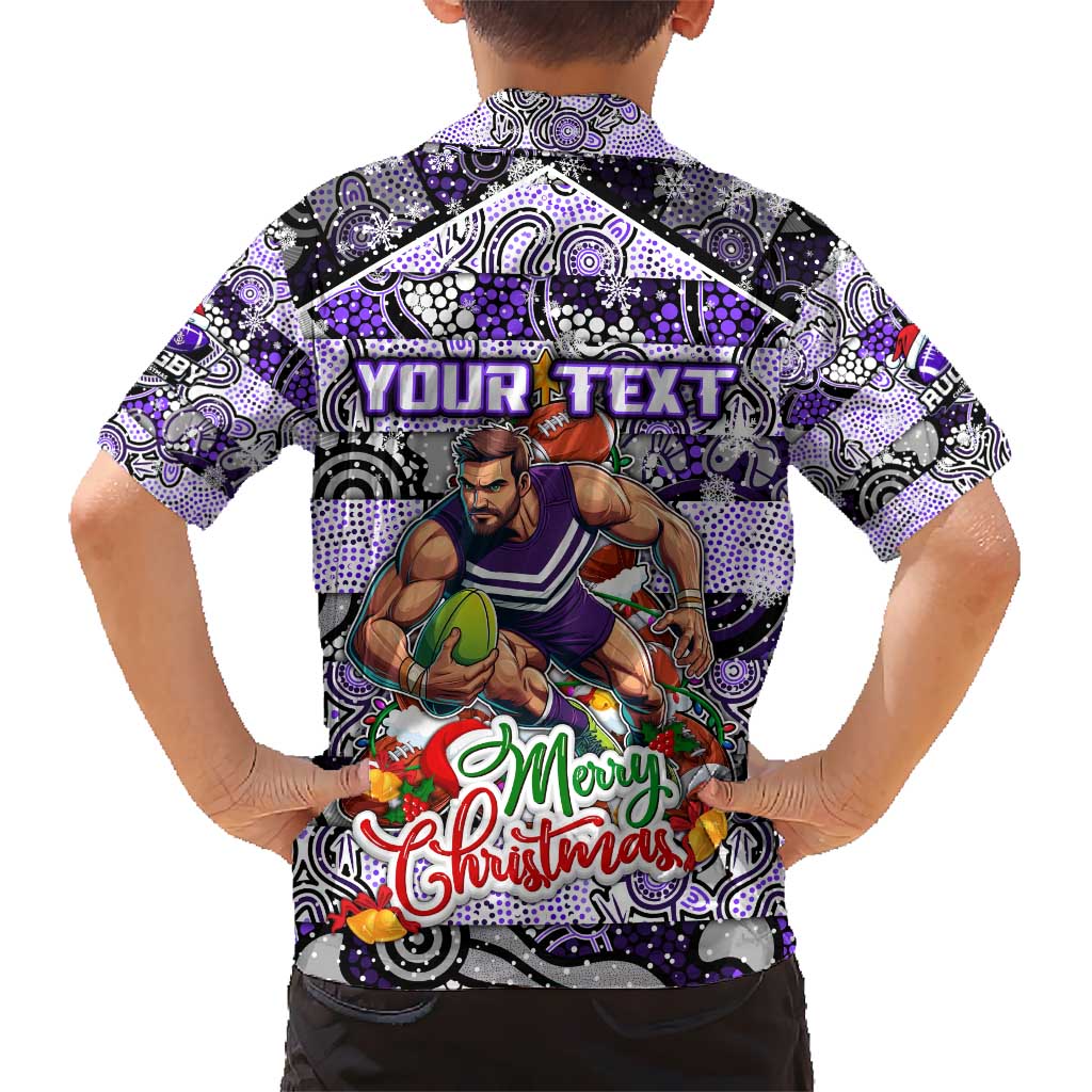 Custom Freo Rugby Merry Christmas Kid Hawaiian Shirt Indigenous Australian Art