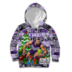 Custom Freo Rugby Merry Christmas Kid Hoodie Indigenous Australian Art