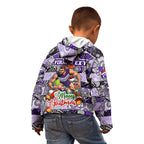 Custom Freo Rugby Merry Christmas Kid Hoodie Indigenous Australian Art