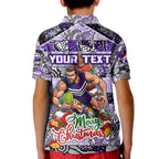 Custom Freo Rugby Merry Christmas Kid Polo Shirt Indigenous Australian Art