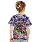 Custom Freo Rugby Merry Christmas Kid T Shirt Indigenous Australian Art
