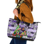 Freo Football Merry Christmas Leather Tote Bag Indigenous Australian Art