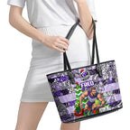 Freo Football Merry Christmas Leather Tote Bag Indigenous Australian Art