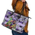 Freo Football Merry Christmas Leather Tote Bag Indigenous Australian Art