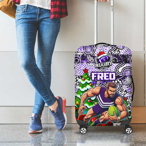 Freo Football Merry Christmas Luggage Cover Indigenous Australian Art