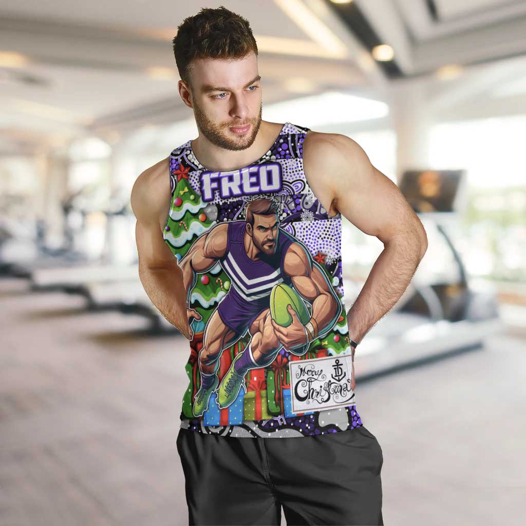 Custom Freo Rugby Merry Christmas Men Tank Top Indigenous Australian Art